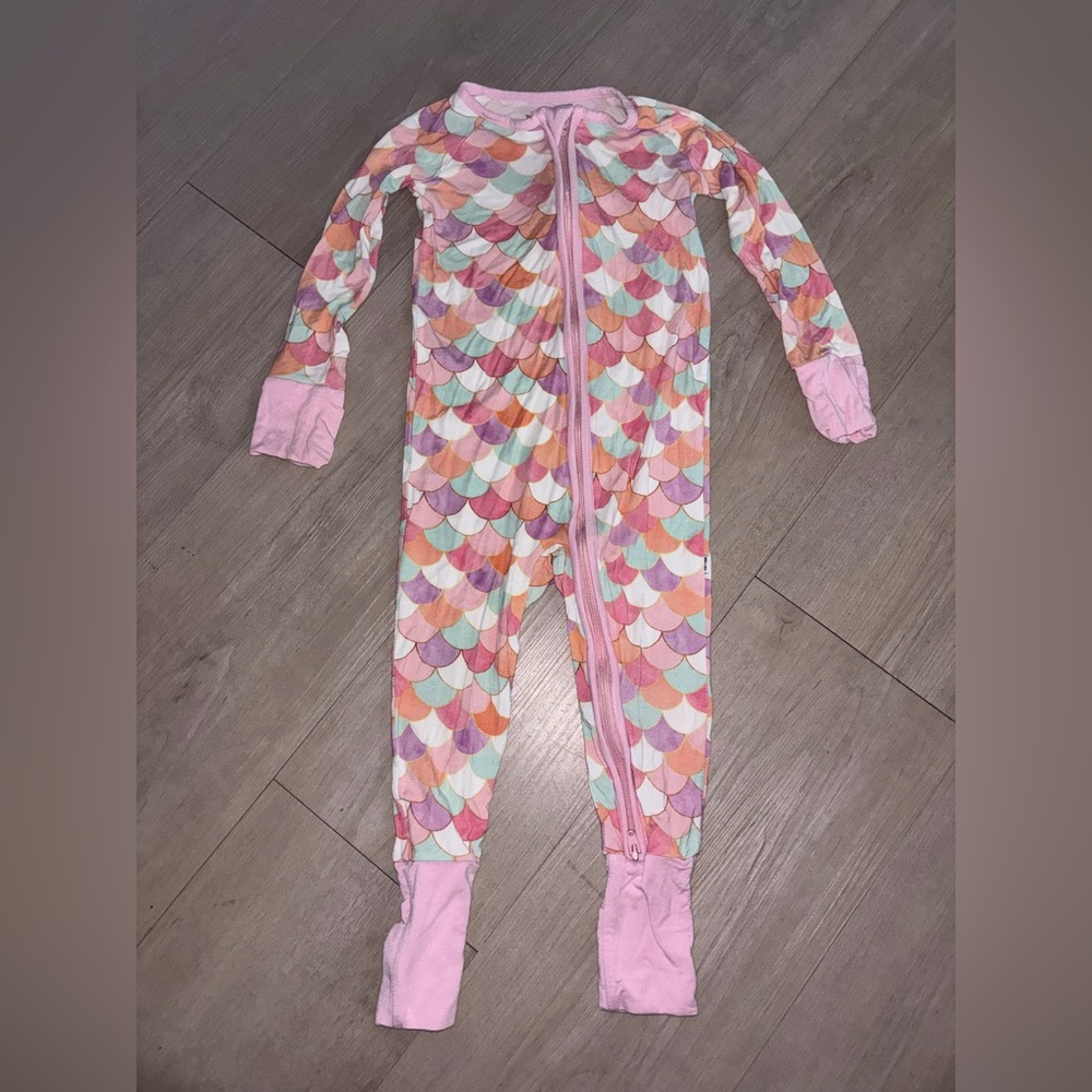 Little Sleepies bamboo viscose zippy in the Mermaid scales 12/18m